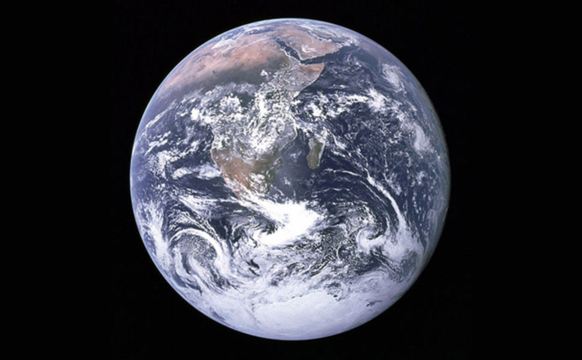 The historical photo of the "Blue Marble" Earth, taken from Apollo 17 on December 7, 1972