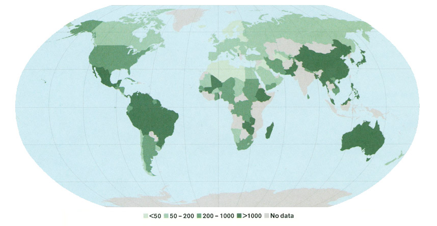 Number of native tree species (2005)